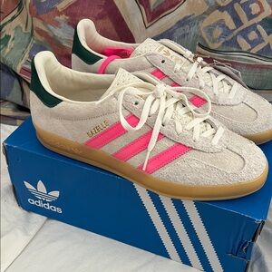 Adidas Women's Gazelle Sneakers - Cream and Pink